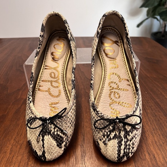 Sam Edelman Sz 5.5 Felicia Ballet Flat Slippers Leather Snake Designer Chic Sexy - Picture 1 of 5